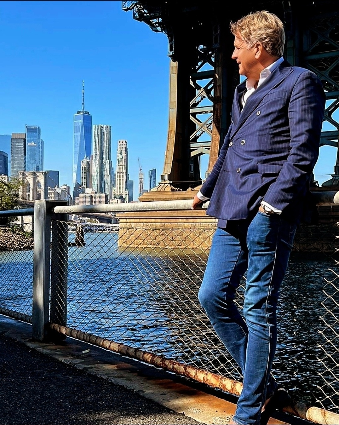 Lars Carlstrom overlooking the New York waterfront